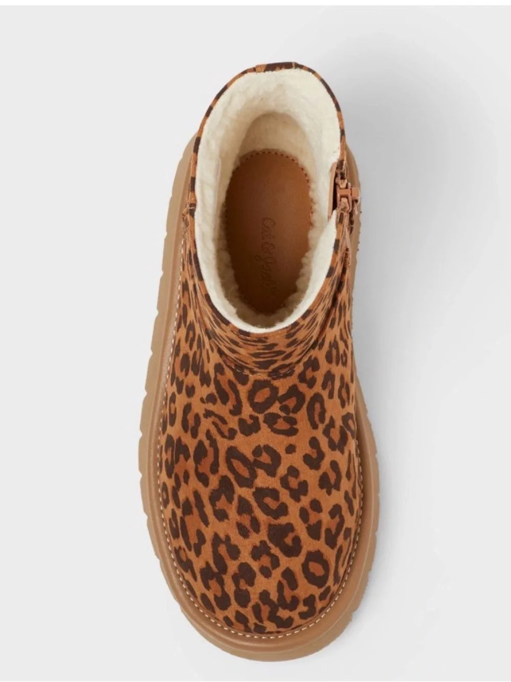 Cat & Jack Leopard Print Faux-Suede Ankle Boot in Tan and Dark Brown